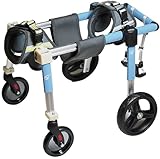 Hunderollstuhl mit 4 Rädern, Mobilitätswagen, verstellbarer Hunderollstuhl, Rollstuhl mit Beinstütze für kleine, mittelgroße und große Hunde, Mobilitätshilfen für die Hinterbeine von Hunden (BLAU, gro
