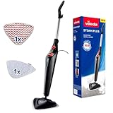 Vileda Steam Plus Dampfreiniger mit PowerPad und Mikrofaser-Ersatzbezug, entfernt bis zu 99,9% der Bakterien und Viren, für alle Böden, ideal für Teppiche, Eco-Verpackung