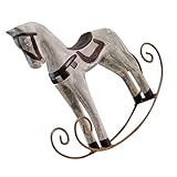 Kisangel Schaukelpferd- holzspielzeug Holz Schaukelpferd Zeitloses Schaukelpferd für Sammler Regaldekoration Reiter Figur Schaukelpferd aus Eisen Pferdemodell MDF