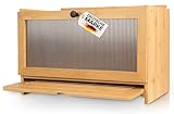 AH® Bambus Brotkasten holz mit Schneidebrett, Holz Brotkästen mit Belüftung- Elegant brotbox küche zur Brotaufbewahrung, bread box | 40x 26 x 23 cm, brotbehälter aus Holz