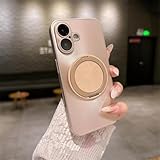 QGGNMGT Drehbare Ringhalterhülle für iPhone 16 Pro Max 16 Plus 15 Pro 14 13 12 11 Mattierte Linsenfolienhüllen (Für iPhone 14 Pro/Gold)