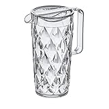 koziol Superglas Club Pitcher, 1,6 l, Karaffe für Wasser, Eis-Tee, Saft & Limonaden, mit Deckel, aus Kunststoff in Glas-Optik, unzerbrechliche Kanne, Frühstück Krug/Jug, unzerbrechlich, Kristallklar