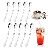 10 Stück KaffeelöffelEdelstahl,Schwer HoniglöffelEdelstahl Mit Knick,Marmeladenlöffel,Honiglöffel Edelstahl,Latte Macchiato Löffel Edelstahl,Spiral Hängender Rührlöffel Marmelade Löffel Für Sirup