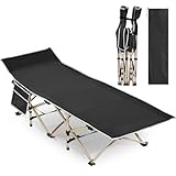 Yaheetech Feldbett Gästebett Campingbett Camping Reisen Bett klappbar bis 150kg belastbar mit Transporttasche 186 x 66 x 52 cm, Schwarz