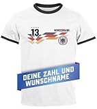 MoonWorks® Herren T-Shirt Deutschland Trikot Fußball EM-Shirt 2024 Fanshirt Deutschlandshirt Europameisterschaft Frontprint weiß-schwarz S