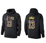 Dear, you Herren Basketball Hoodie, L a ker 23# Basketball Sport Training Trikots Sweatshirt, lange Ärmel, Reißverschluss, lässige warme Jacke, Schwarz , XXL