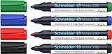 Schneider Maxx 290 Marker (für Whiteboards und Flipcharts, Rundspitze 2-3 mm Strichstärke, rückstandsfrei trocken abwischbar, hohe Qualität, kräftig und farbintensiv) Etui mit 4 Farben