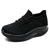 VOCNTVY Damen-Turnschuhe mit Fußgewölbeunterstützung, Memory-Schaum, Wander-Sneaker, All Black 1, 36 EU