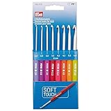 Prym 195970-1 Häkelnadel-Set Soft Touch | Ergonomischer Griff für bequemes Häkeln | Farbcode zur Größenkennzeichnung, 8 Aluminium-Nadeln mit farbigem (2–6 mm), Mehrfarbig, Einheitsgröße