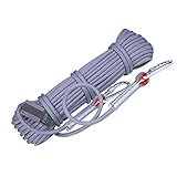 Kletterseil，Feuerrettungsseil， Graues 6 mm/8 mm/9,5 mm/12 mm Kletterseil, Abseilseil for Outdoor-Abenteuer, lebensrettendes elektrostatisches Seil, Abenteuerseil, Campingrettung, feuerfest(9.5mm 40M)