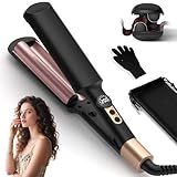Welleneisen für Haare - UKLISS Pro Mini Welleneisen, LCD-Anzeige 120-210℃, Mermaid Hair Waver für Wellen Haare, Leichter Beach Waves Lockenstab Geeignet für Anfänger, Reisegröße Waver (Schwarz)