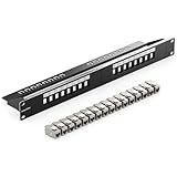 deleyCON 16 Port CAT7 Patchpanel SET Patchfeld Verteilerfeld Modular 1 HE 19' Zoll Rackeinbau + 16x CAT 7 Keystone Module RJ45 LAN Netzwerk 10 Gbit/s 600 MHz Verlegekabel Schwarz