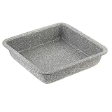 SALTER BW02780 Quadratische Kuchenform - 23 cm Brownie-Backform, leicht zu reinigen Antihaftbeschichtung, Kohlenstoffstahl Ofenblech, PFOA-frei Backblech, für Kuchen, Lasagne, Marblestone, Grau