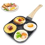 Umllpet Spiegeleipfanne, Pancake Pfanne, Eier Pfanne mit 4 Loch Augenpfanne Antihaft-Aluminium Pfanne für Frühstück Spiegelei Pfannkuchen Steaks Hamburger, für Induktionsherd Gasherd Spiegelei Pfanne