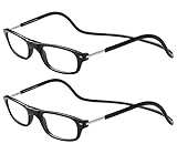 TBOC Pack: Lesebrille Lesehilfe für Herren Damen – (Zwei Einheiten) Dioptrien +2.00 Schwarz Fassung Stärke PC Handy Faltbar Frau Mann Magnetverschluss Clip Alterssichtigkeit Presbyopie
