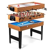 HOMASIS 3 in 1 Spieltisch inkl. Zubehör, Multigame-Tisch mit Tischkicker Airhockey Billardtisch, Multifunktionstisch Kickertisch Tischhockey Billard für Bars Partys, für Kinder & Erwachsene