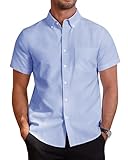 J.VER Sommer Hemd Herren Kurzarm Sommer Oxford Hemden Business Casual Herren Kurzarmhemd Button Down Bügelfreie Shirt,Hellblau,4XL