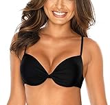RELLECIGA Damen Push Up Bikini Top Twist Front Bügel Bikinioberteil Schwarz M