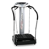 @tec CRAZY FIT MASSAGE - Vibrationsplatte, Heimtrainer, Fitnessstation, Vibrationstrainer - 4 Programme - 2 Fitnessbänder - Steuerpult mit LED Anzeige