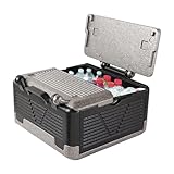 Faltbar Thermobox 26L Styroporbox 43x43x25cm Warmhaltebox für Essen mit Integrierter Deckel Multifunktional Kühlbox Transportbox für Camping Picknicks Lebensmittel Transport(Schwarz + Grau)