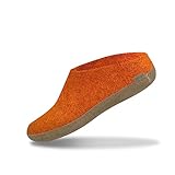 glerups dk Unisex - Erwachsene Hausschuhe, Damen,Herren Hüttenschuhe,Ledersohle, Schafwolle warm Winter Pantoffel Slipper,Orange,35 EU / 2.5 UK