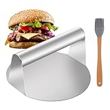 Smash Burgerpresse, 5,7-Zoll Round Edelstahl Burger Smasher mit Bratbürsten, Robuste Burger Smasher, Antihaft Bacon Beef Stea Patty Burger Maker zum Grillen auf der Grillplatte