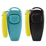 WOLMIK 2 Stück Hund Klicker und Pfeife 2 in 1, Klicker mit Großem Knopf und Pfeifen, Schiedsrichter und Beamte Lauter Klarer Klang İdeal für Trainer, Haustier, Katze, Rückruf - Schwarz & Blau