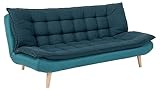 AC Design Furniture Henriette Bettcouch mit Schlaffunktion, Modernes 3-Sitzer Sofa mit Verstellbarer Rückenlehne, Gepolstertes Gästebett in Blau mit Holzbeinen, B: 195 x H: 91,5 x T: 110 cm