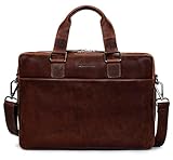 Marc Peter® Sydney Lehrertasche Herren Leder Vintage Aktentasche Laptoptasche Bürotasche Businesstasche groß XXL Umhängetasche Braun