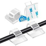 GmwyCzV 60 Stück Kabelhalter Selbstklebend, Outdoor Klebehaken, Selbstklebende Clip für Lichterketten, Mini Kabelführung Organizer, Schreibtisch Kabelclips, für Zuhause, Büro, Outdoor - Transparent