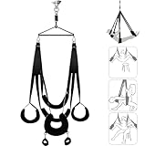 Neu Liebesschaukel Sexschaukel für die Decke, 360-Grad-Drehung Deluxe Liebesschaukeln mit U-förmiges Sex Kissen und Handschellen & 4 Extra Breite Polstern, Sex Möbel Sex Swing Belastbar Bis 100kg