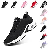 Laufschuhe Damen Sportschuhe Turnschuhe Atmungsaktiv Luftpolster rutschfeste Leichtgewichts Straßenlaufschuhe Sneaker Joggingschuhe Walkingschuhe Fitness Schuhe Schwarz EU 42