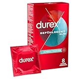 Durex Gefühlsecht Slim Kondome – Dünne Kondome mit schmaler Passform & mit Silikongleitgel befeuchtet – 8er Pack (1 x 8 Stück)
