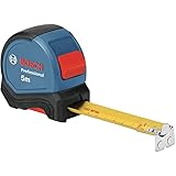 Bosch Professional Maßband 5 m (Einhandbedienung, Gürtelklemme, Magnethaken, 2 Stopp-Tasten, 27 mm Nylon-Stahlband) - Amazon Exklusiv