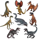 DxxD Dinosaurier Spielzeug Figuren Kinder, 8 Stück Realistisches Dino Spielset, T-Rex, Velociraptor, Brachiosaurus, Spielfiguren Set, Dinosaurier Geschenk Spielzeug für 3 Jahren Jungen Mädchen