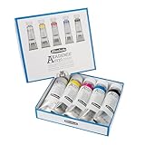 Schmincke - AKADEMIE® Acryl color, Primär-Kartonset mit 5x 60 ml-Tuben Grundfarben + Schwarz + Weiß, 76776097, feine Künstler-Acrylfarbe, brillant, hoch lichtecht und kadmiumfrei