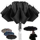 STYNGARD Regenschirm sturmfest bis 140 km/h zusammenfaltbar ohne zu tropfen - Reverse Taschenschirm mit zertifizierter Teflon-Beschichtung gegen Feuchtigkeit Modell LONDON (Schwarz)