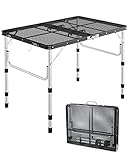 Sportneer Grilltisch Outdoor Klappbar 90×60cm - Campingtisch Klappbar 3 Höhenverstellbar Gartentisch Camping Tisch Leicht und Tragbar Kleiner Grill Tisch für Picknick Camping