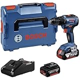 Bosch Professional 18V System Akku Bohrschrauber GSR 18V-55 (max. Drehmoment 55 Nm, 1.800 min⁻¹, inkl. 2x 4.0Ah Akku, Schnellladegerät GAL 18V-40, L-BOXX)