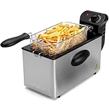 Bomann® Fritteuse mit 3L Kapazität | Friteuse mit Fett | Friteuse Öl mit Kaltzonentechnik & Abtropfvorrichtung | Fritteusen mit stufenlos regelbarerem Thermostat | 2000W | Gastro Friteuse FR 2264 CB