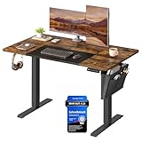 SONGMICS Höhenverstellbarer Schreibtisch elektrisch, 120 x 60 cm, stufenlos verstellbar, Memory-Funktion mit 4 Höhen, vintagebraun-tintenschwarz LSD015X01