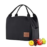 Kühltasche Klein Lunchtasche Herren Isoliertasche Leicht Lunch Bag zur Arbeit Schule Faltbar Meal Prep Tasche Wasserdicht Frühstückstasche Lunchbox Tasche Reißverschluss 8,5L Schwarz