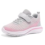 Qciplr Turnschuhe Mädchen Sportschuhe Mädchen Turnschuhe Jungen Laufschuhe Mesh Atmungsaktiv Hallenschuhe Kinder Tennisschuhe Leicht Outdoor Fitness Sneaker Grau 36EU