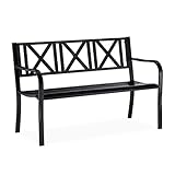 Relaxdays, schwarz Gartenbank aus Metall, 2-Sitzer, robust, für Terrasse, Balkon, Ruhebank HxBxT 81 x 127 x 56 cm, Stahl, 10026112