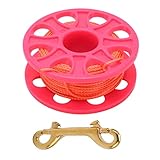 QWUUYEC Scuba Diving Reel, Leichte Taucher Finger Spule, 30m Sichtbares Nylonseil, Fluoreszierend Orange - Korrosionsbeständiger Doppelseitiger Bolzensnap, Ergonomisches Flared Design Fü (Rosa)