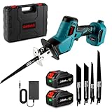 ONEVAN Säbelsäge Akku mit 2 Akkus und 4 Sägeblättern, 3100spm Bürstenlos Säbelsäge Fuchsschwanz Säge Elektrisch Reciprosäge, Strichlänge 15 mm