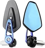 Motorrad Spiegel Universal 1 Paar 7/8 '22mm Motorrad Rückspiegel Rückspiegel Zubehör Lenkerendenspiegel Motorrad(Blue)