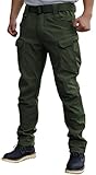 WINKEEY Herren Wanderhose Softshellhose Wasserdicht Outdoorhose Trekkinghose Cargohose Frühlings- und Herbsthosen mit Mehreren Taschen Für Männer,Grün L