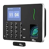 NGTeco Zeiterfassung für kleinbetriebe - W3 2.4GHz WiFi Fingerabdruck stempeluhr arbeitszeiterfassung stempeluhr, Automatische EIN- und Ausstempeln mit iOS/Android App, 0 monatlichen Gebühren