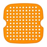 SAFIGLE Wiederverwendbare Airfryer Silikonmatte 7,5 Zoll Orange Perforierte Backmatte für Teigtaschen und Dim Sum in Küche